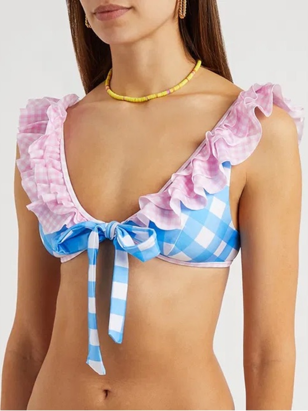 Fillyboo Gingham Ruffle Bikini Top